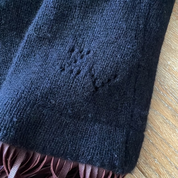 Zadig & Voltaire Paloma 100% Cashmere and Goat Leather Open Front Cardigan - Picture 12 of 13